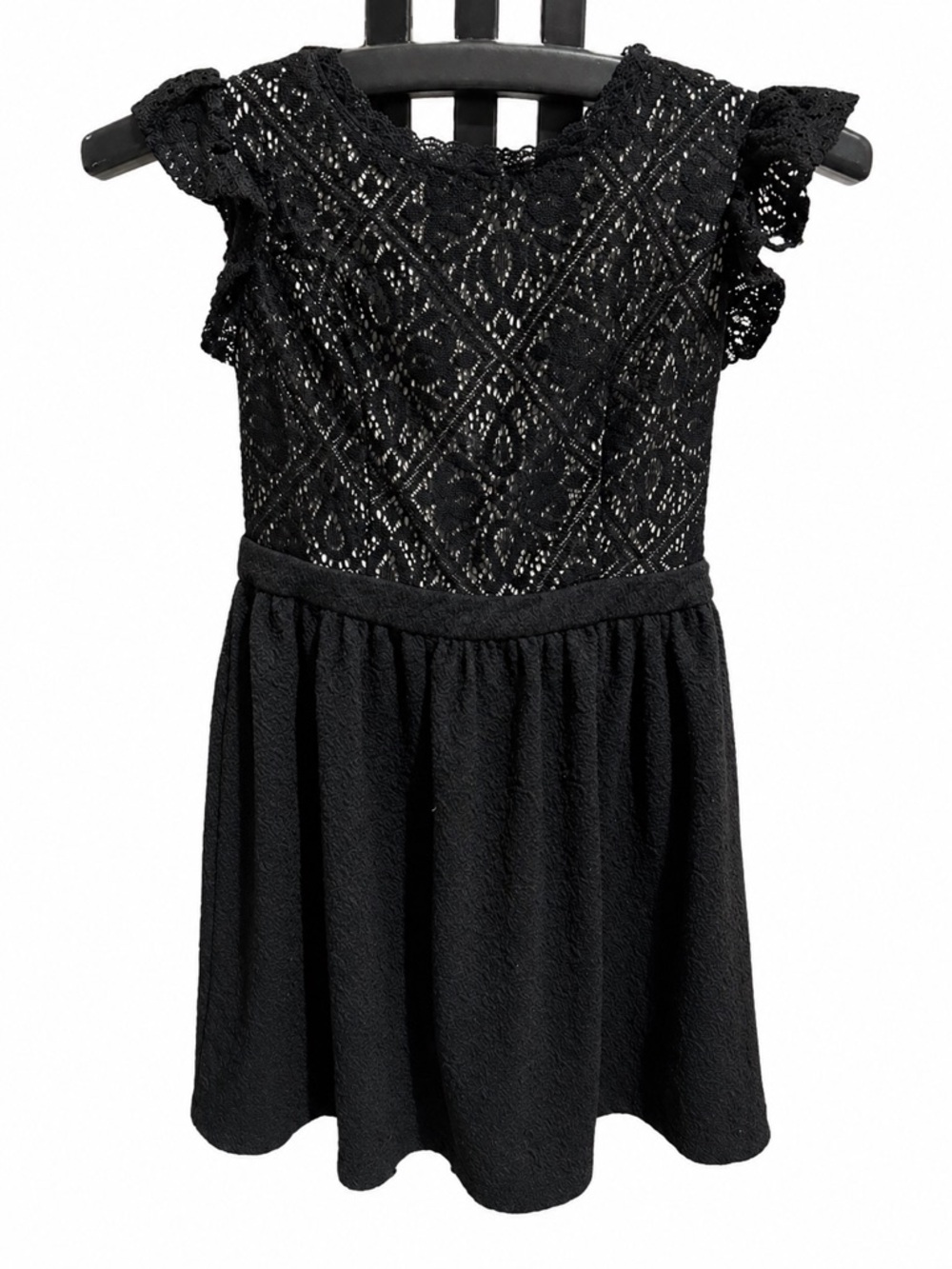 Girls' Black Lace Bodice Party Dress